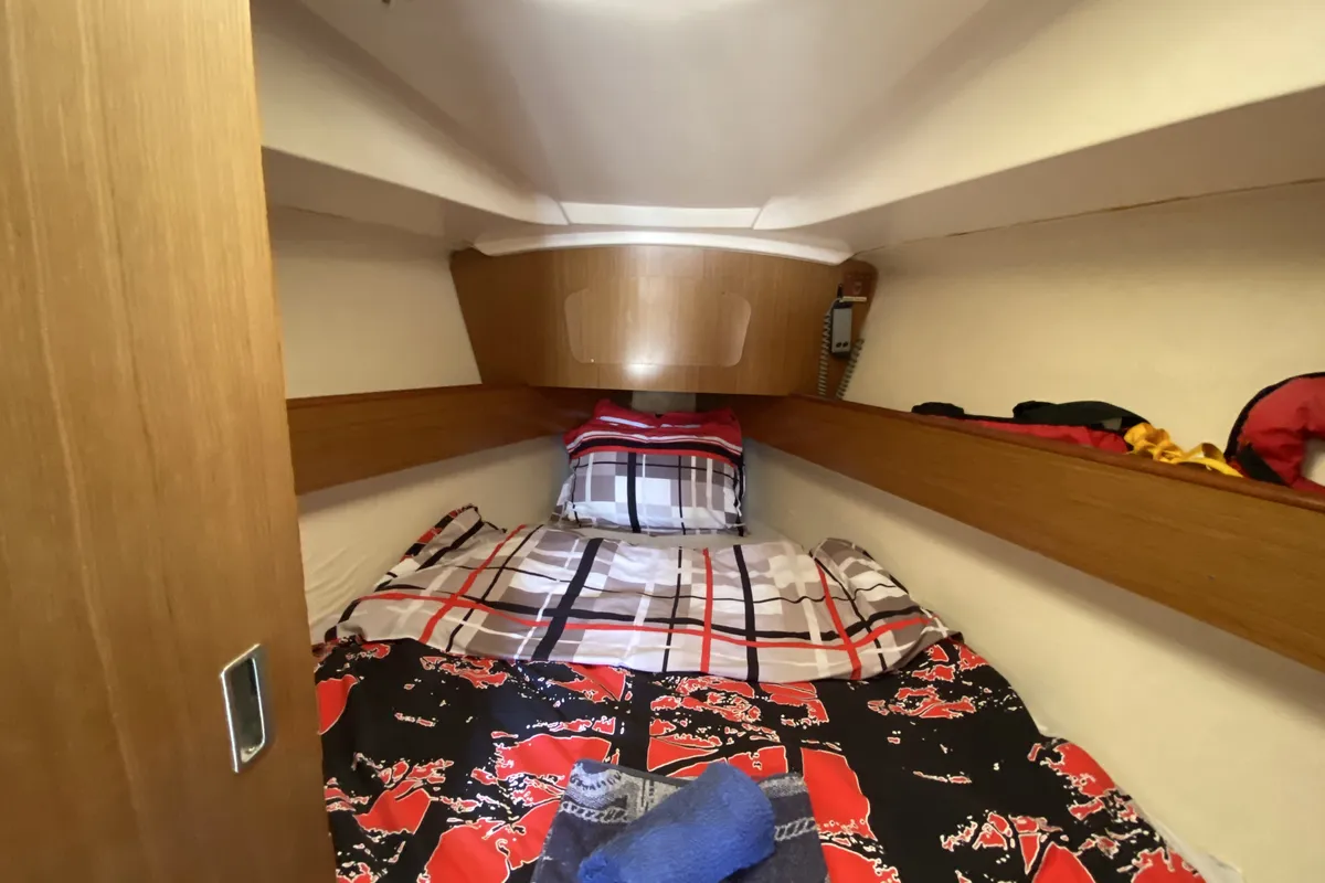 Cabin on Elif, a Jeanneau Sun Odyssey 32i sailboat at Fethiye, Turkey