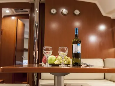 Salon of OASIS - | Bowthruster | Solar P , a Beneteau Oceanis 43 sailboat at Municipal Unit of Lefkada, Greece