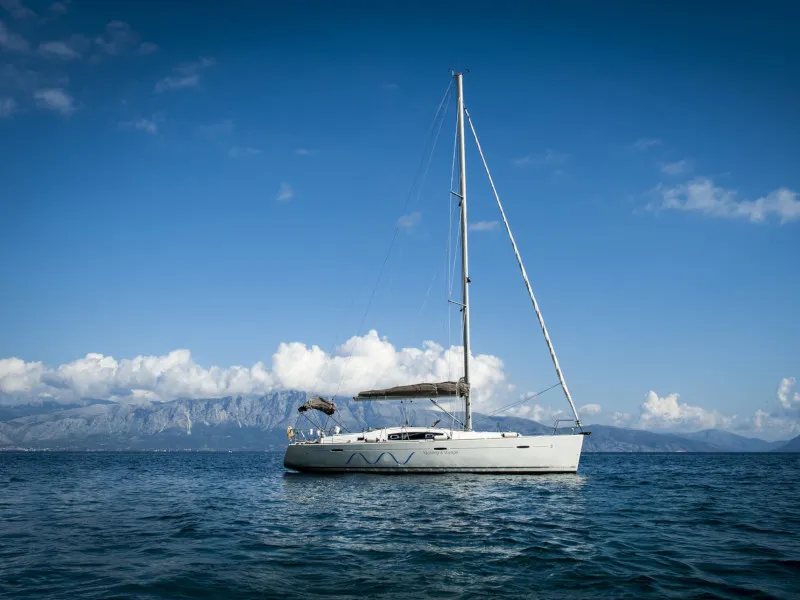 Exterior view of OASIS - | Bowthruster | Solar P , a Beneteau Oceanis 43 sailboat at Municipal Unit of Lefkada, Greece