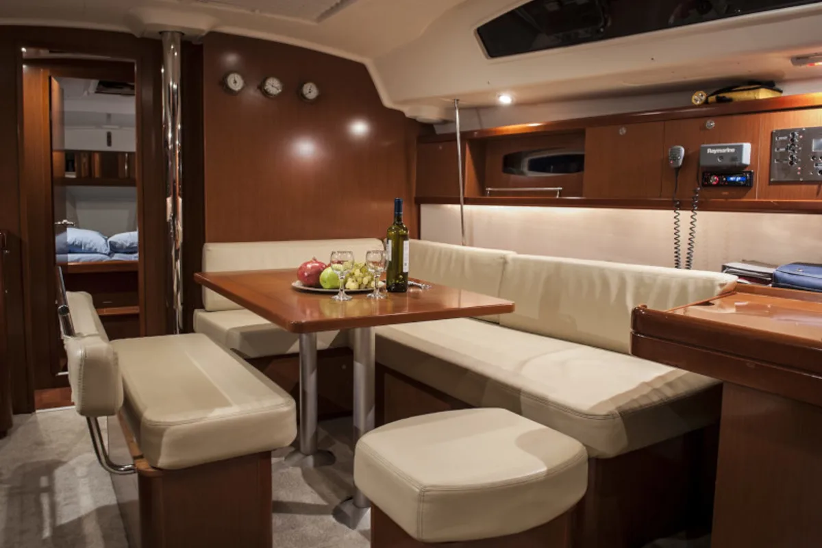 Salon of OASIS - | Bowthruster | Solar P , a Beneteau Oceanis 43 sailboat at Municipal Unit of Lefkada, Greece