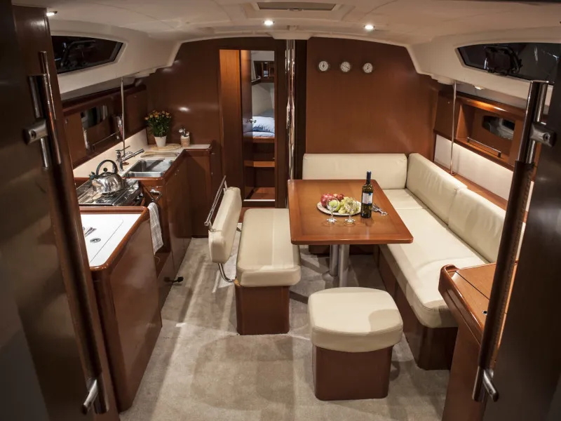Salon of OASIS - | Bowthruster | Solar P , a Beneteau Oceanis 43 sailboat at Municipal Unit of Lefkada, Greece