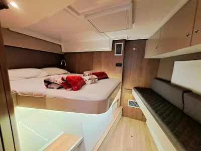 Cabin on La Boheme, a Bali Catspace catamaran at Sant Antoni de Portmany, Spain