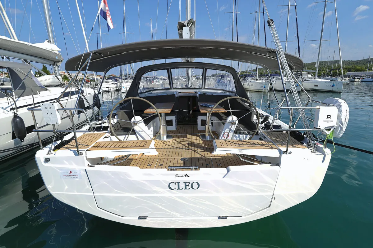 Cockpit of Cleo, a Hanse 410 sailboat at Općina Sukošan, Croatia