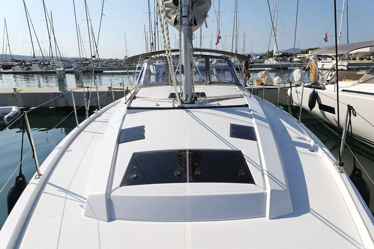 Deck of Cleo, a Hanse 410 sailboat at Općina Sukošan, Croatia