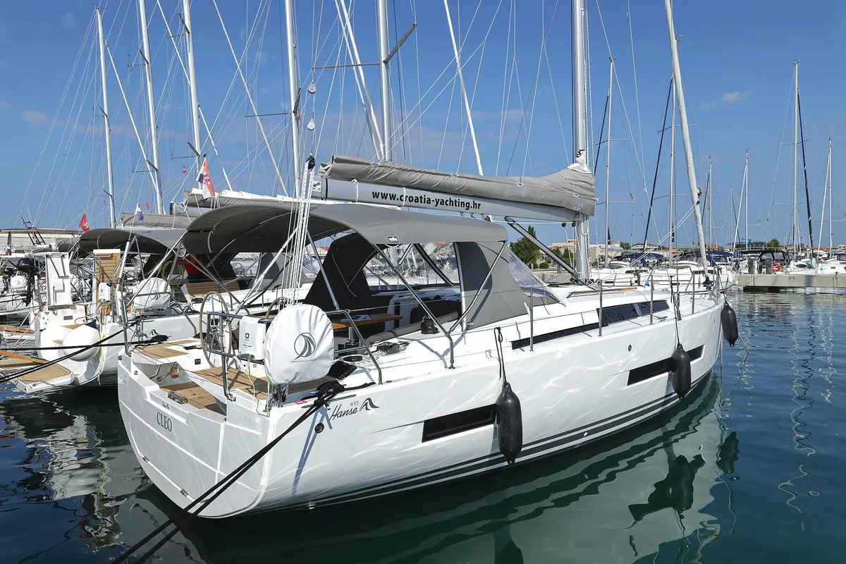 Exterior view of Cleo, a Hanse 410 sailboat at Općina Sukošan, Croatia