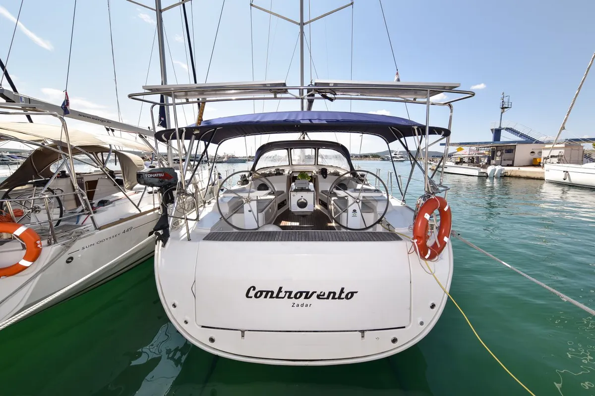 Exterior view of Controvento, a Bavaria Cruiser 45 sailboat at Općina Sukošan, Croatia
