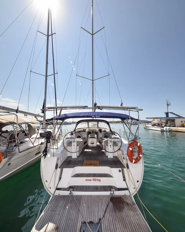 Exterior view of Controvento, a Bavaria Cruiser 45 sailboat at Općina Sukošan, Croatia