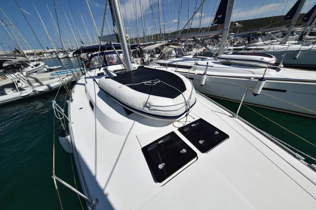 Deck of Controvento, a Bavaria Cruiser 45 sailboat at Općina Sukošan, Croatia