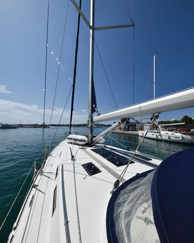 Deck of Controvento, a Bavaria Cruiser 45 sailboat at Općina Sukošan, Croatia