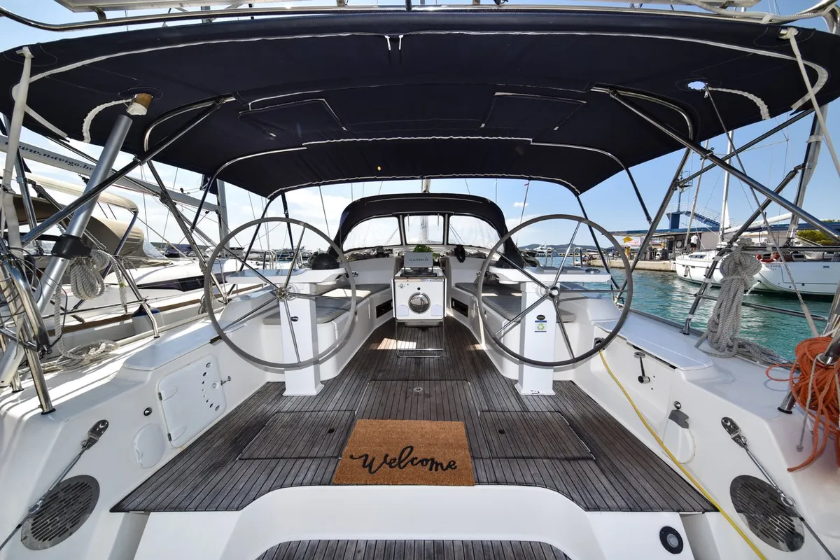 Cockpit of Controvento, a Bavaria Cruiser 45 sailboat at Općina Sukošan, Croatia
