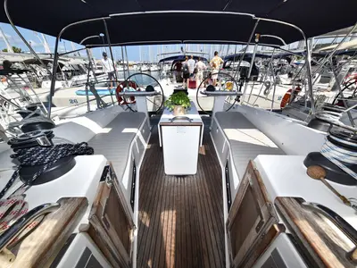 Cockpit of Controvento, a Bavaria Cruiser 45 sailboat at Općina Sukošan, Croatia