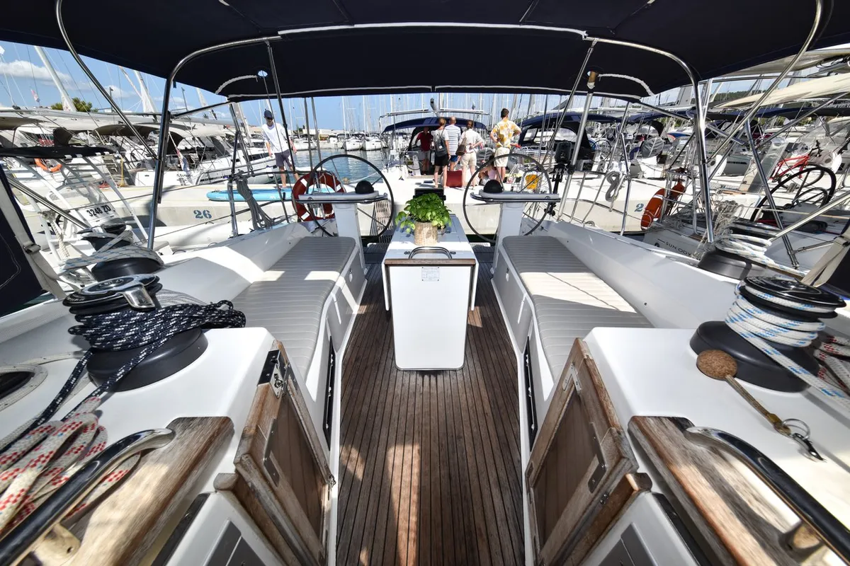Cockpit of Controvento, a Bavaria Cruiser 45 sailboat at Općina Sukošan, Croatia