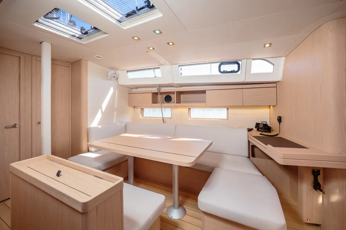Salon of Eirene, a Beneteau Oceanis 46.1 sailboat at Olbia, Italy