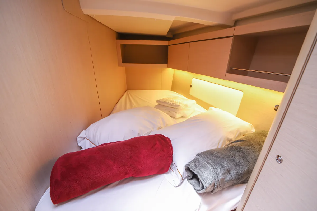 Cabin on Eirene, a Beneteau Oceanis 46.1 sailboat at Olbia, Italy