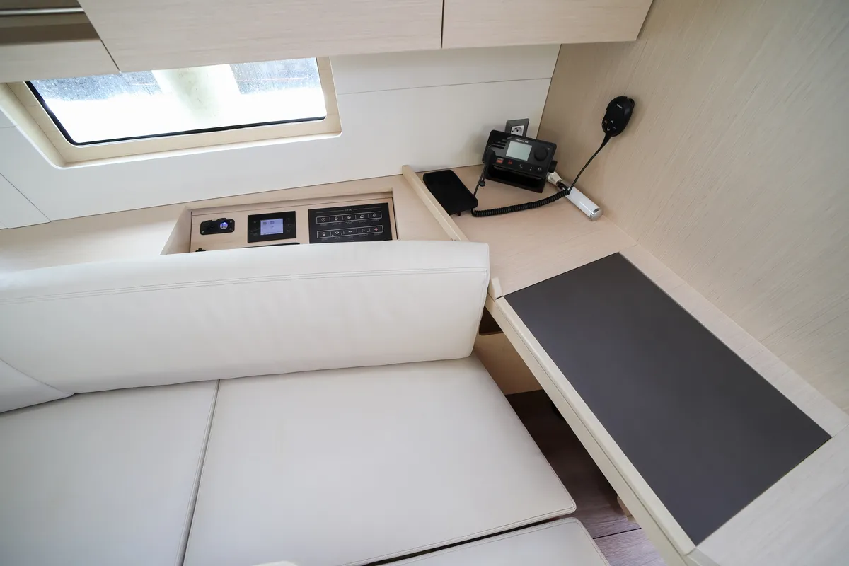 Salon of Eirene, a Beneteau Oceanis 46.1 sailboat at Olbia, Italy