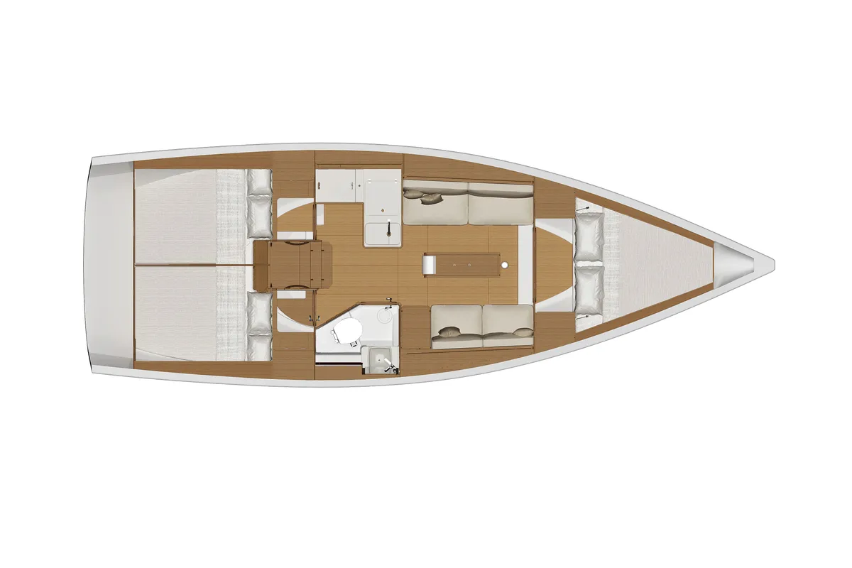 Floor plan of Dufour 360 Grand Large, a sailboat at Sukošan, Croatia