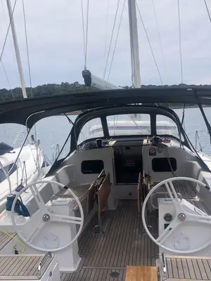 Cockpit of AirTime 3, a Elan Impression 45.1 sailboat at Mali Lošinj, Croatia