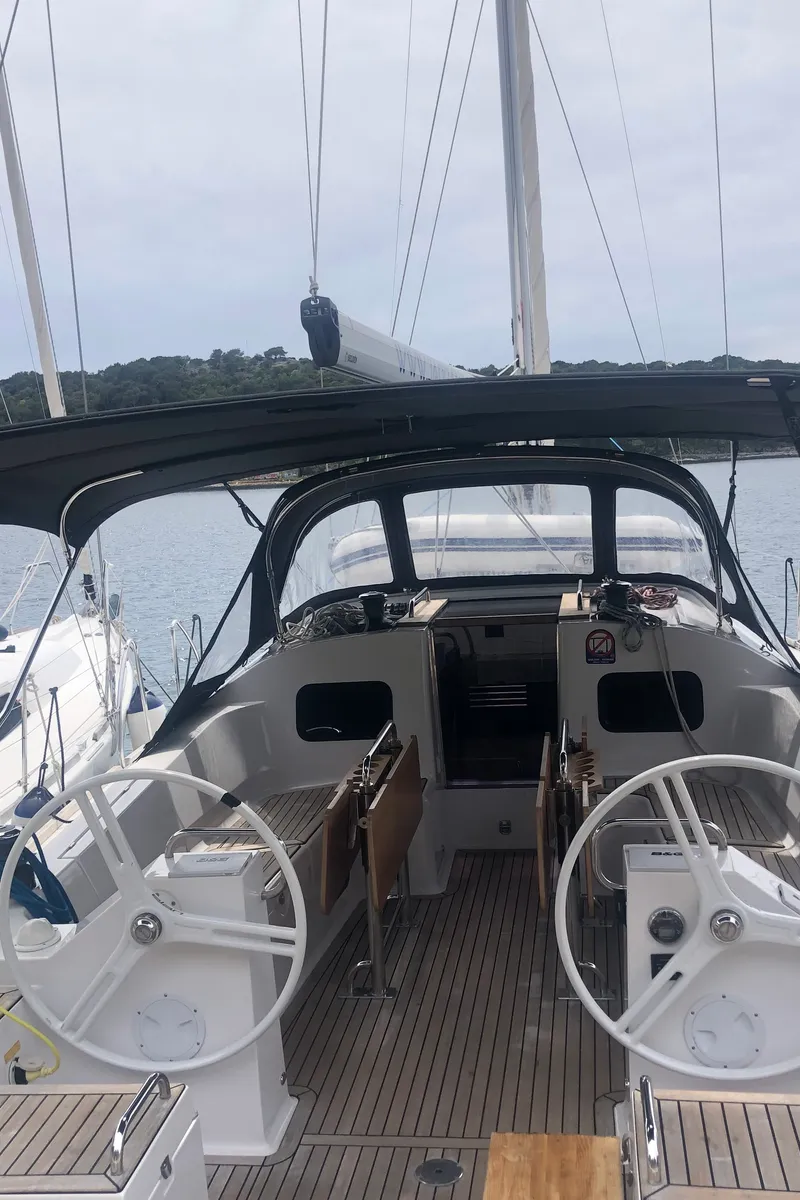 Cockpit of AirTime 3, a Elan Impression 45.1 sailboat at Mali Lošinj, Croatia