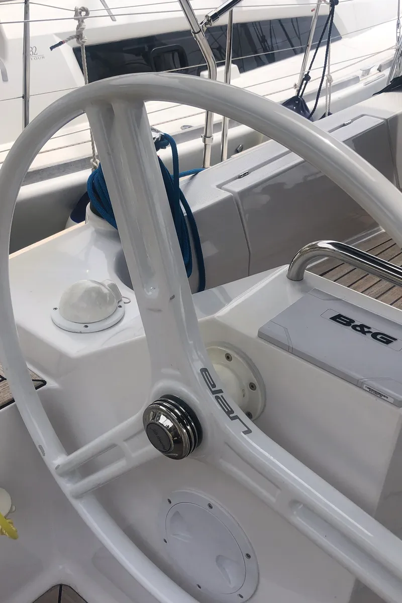 Cockpit of AirTime 3, a Elan Impression 45.1 sailboat at Mali Lošinj, Croatia