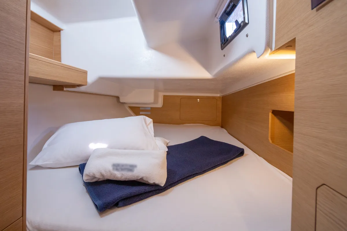 Cabin on Dolphin, a Elan E4 sailboat at Betina, Croatia