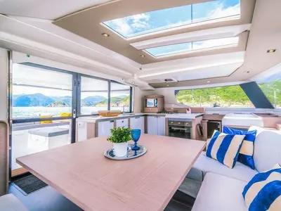 Premium +, a Fountaine Pajot Tanna 47 catamaran at Pointe-à-Pitre, France