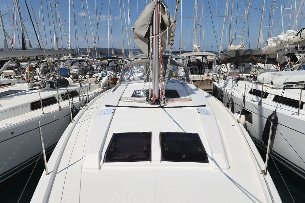 Exterior view of Apollo, a Hanse 458 sailboat at Grad Biograd na Moru, Croatia