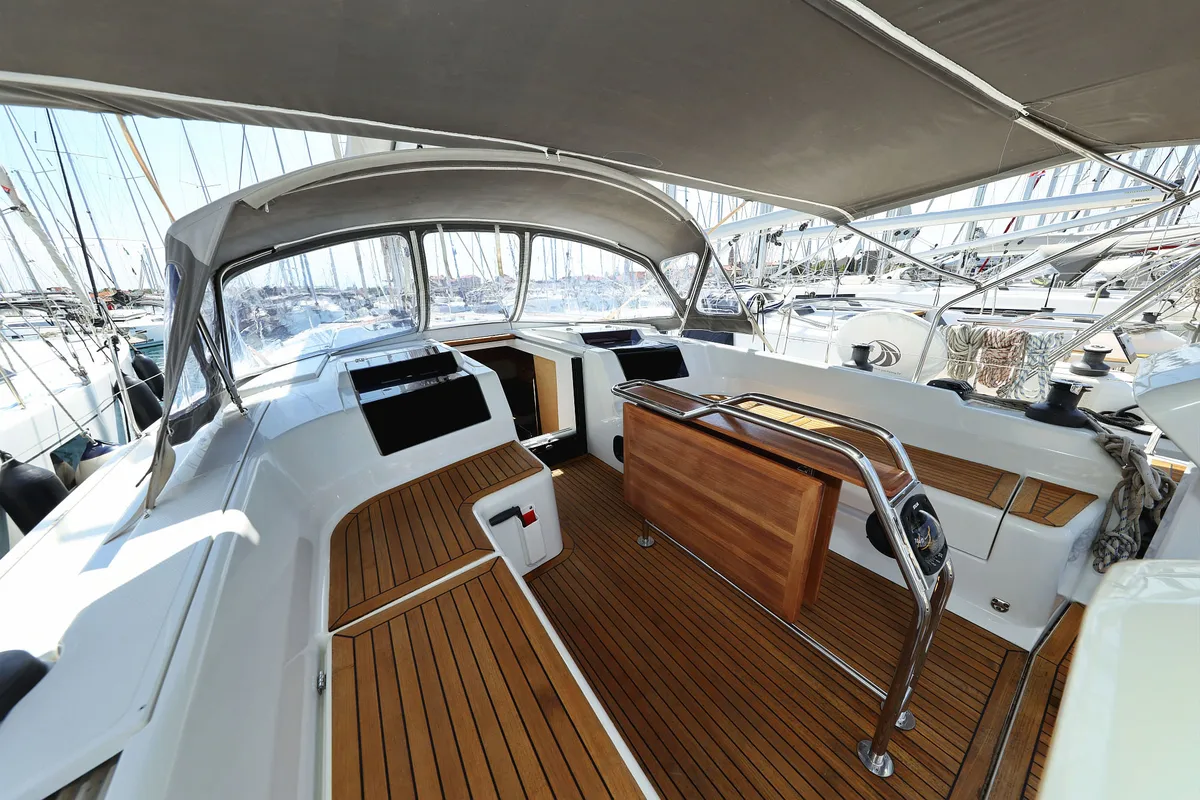 Cockpit of Apollo, a Hanse 458 sailboat at Grad Biograd na Moru, Croatia