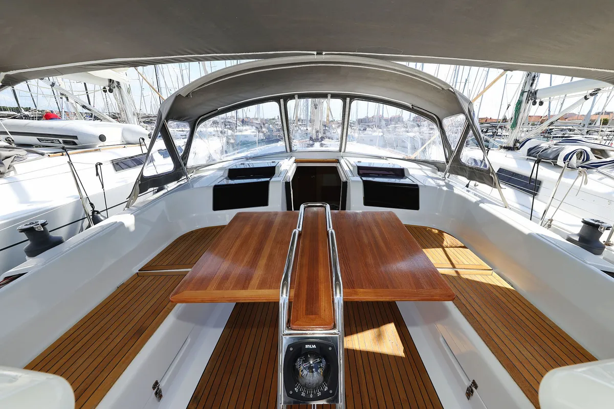 Cockpit of Apollo, a Hanse 458 sailboat at Grad Biograd na Moru, Croatia