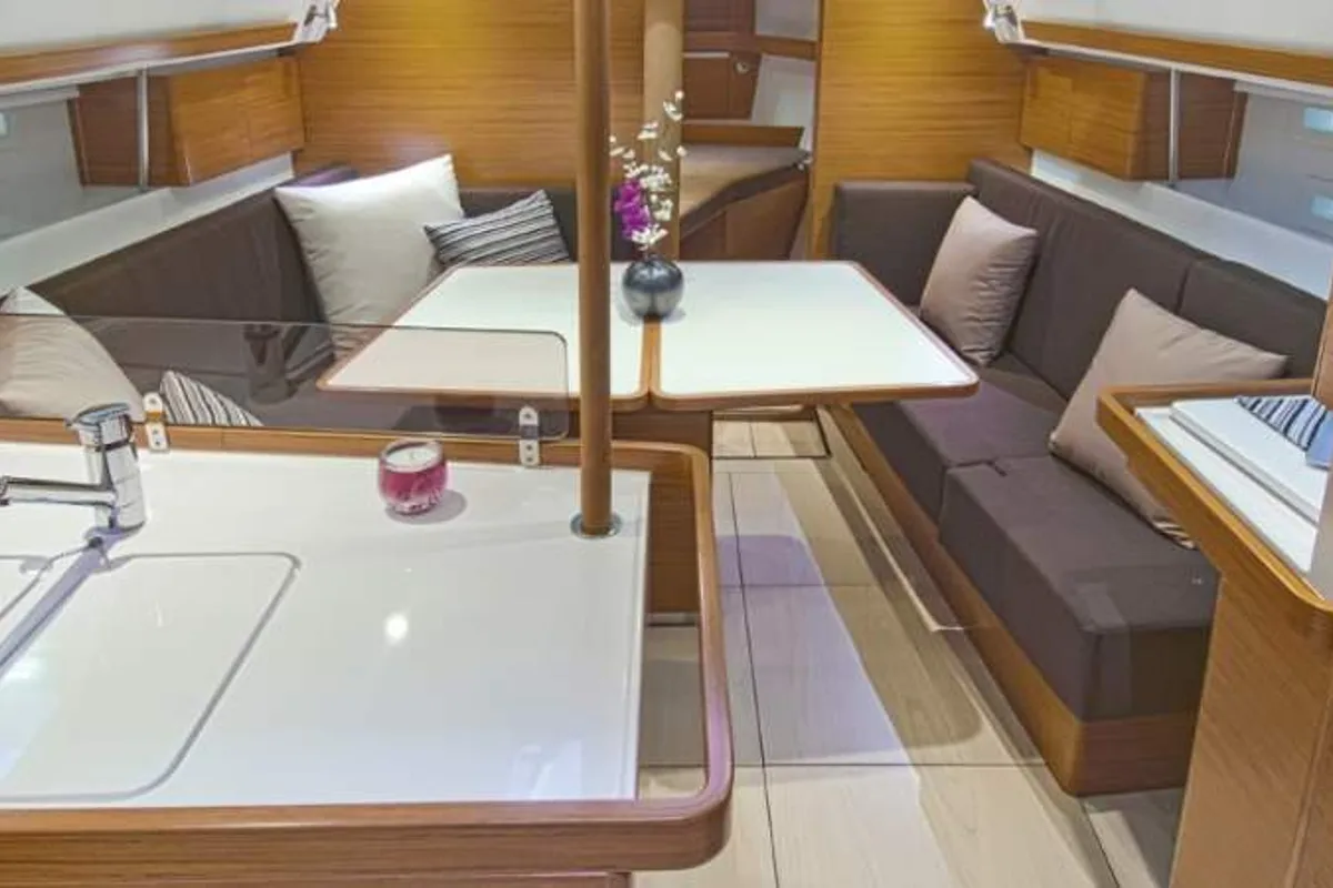 Salon of Shamal, a Elan Impression 40 sailboat at Grad Biograd na Moru, Croatia