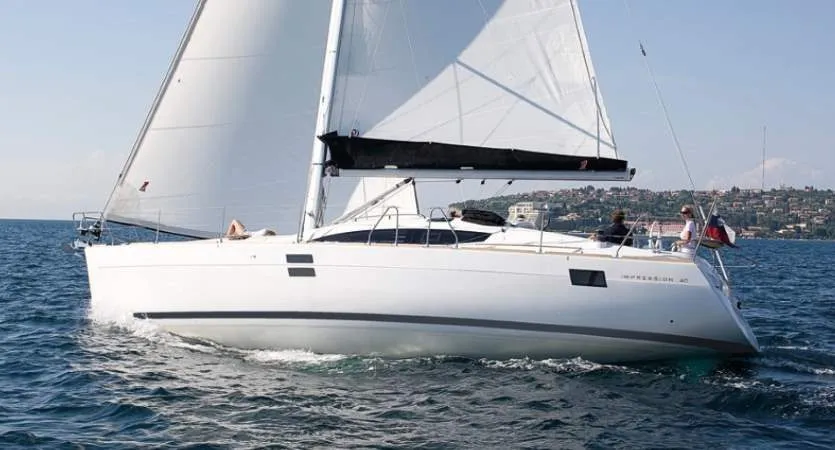 Exterior view of Shamal, a Elan Impression 40 sailboat at Grad Biograd na Moru, Croatia