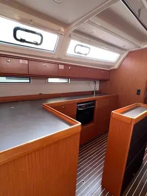Salon of Volantis 9, a Bavaria Cruiser 46 sailboat at Kos, Greece