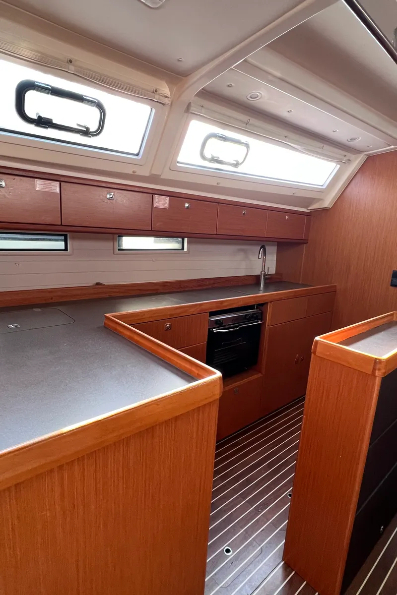 Salon of Volantis 9, a Bavaria Cruiser 46 sailboat at Kos, Greece