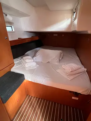 Cabin on Volantis 9, a Bavaria Cruiser 46 sailboat at Kos, Greece