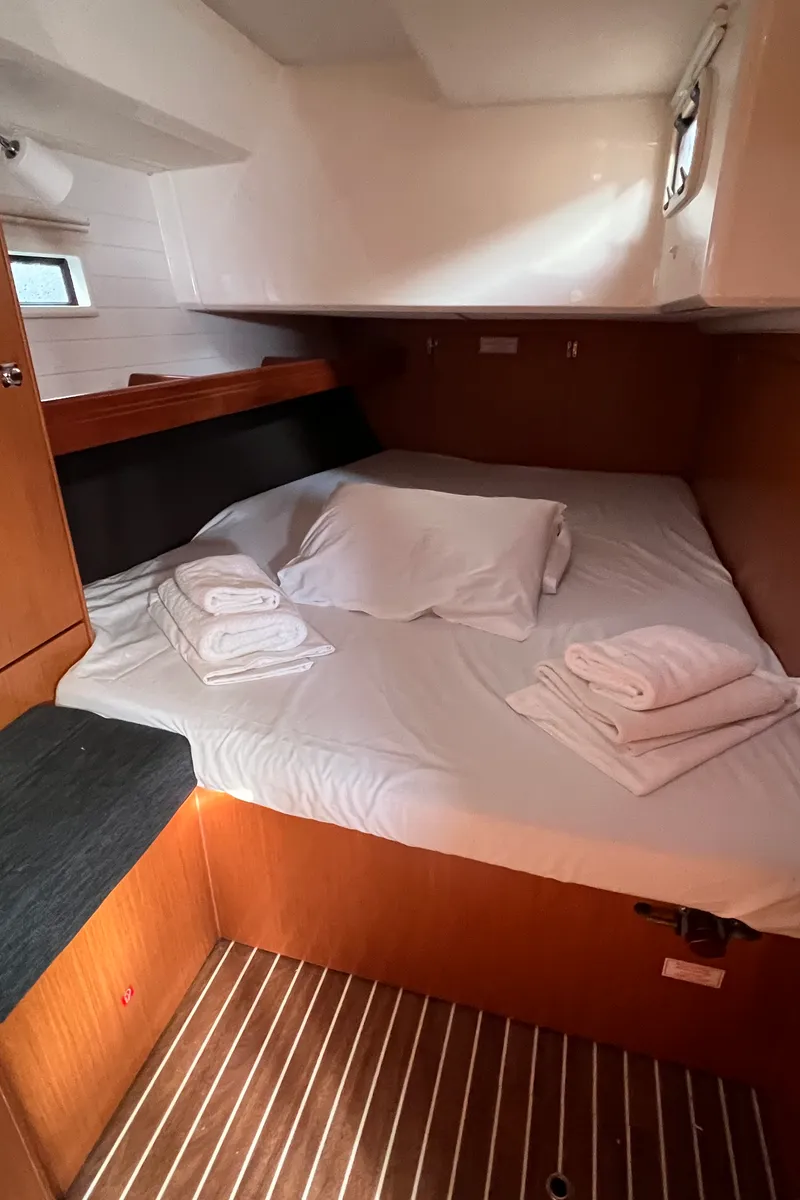 Cabin on Volantis 9, a Bavaria Cruiser 46 sailboat at Kos, Greece
