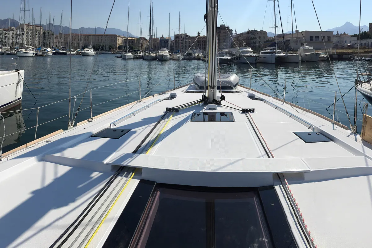 Exterior view of Mars Planet, a Beneteau Oceanis 48 sailboat at Marsala, Italy