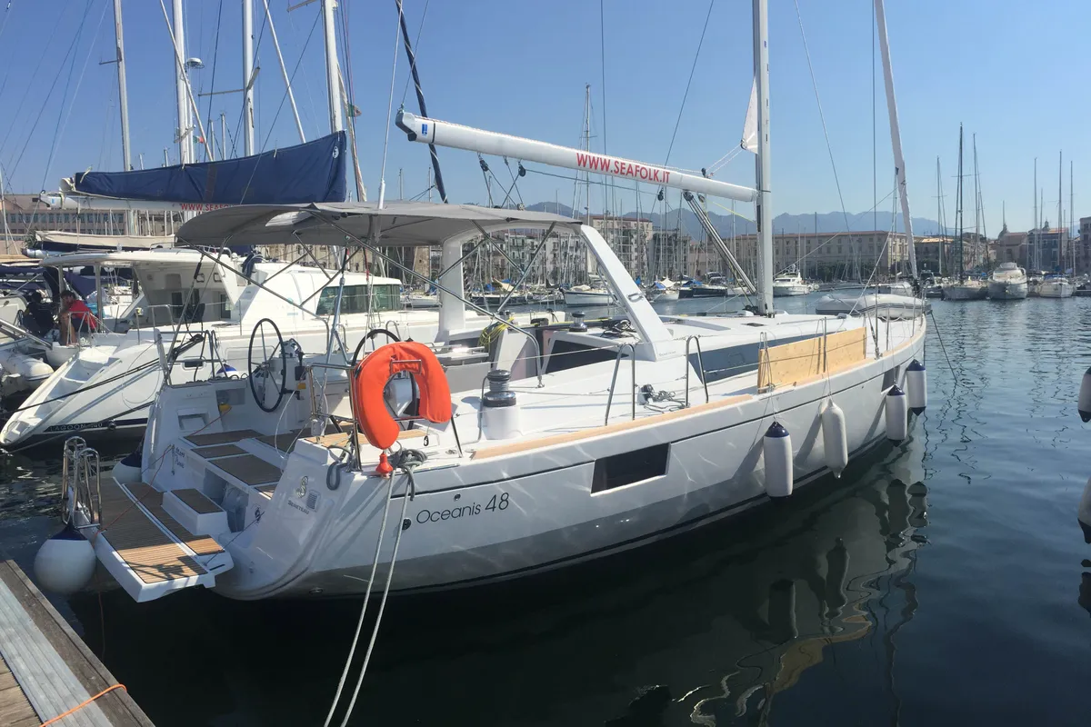 Exterior view of Mars Planet, a Beneteau Oceanis 48 sailboat at Marsala, Italy