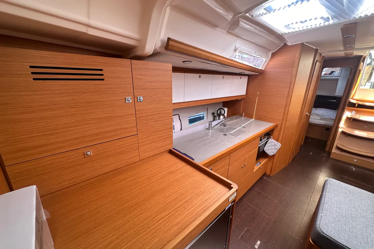 Galley of Brahms, a Dufour 430 sailboat at Fethiye, Turkey