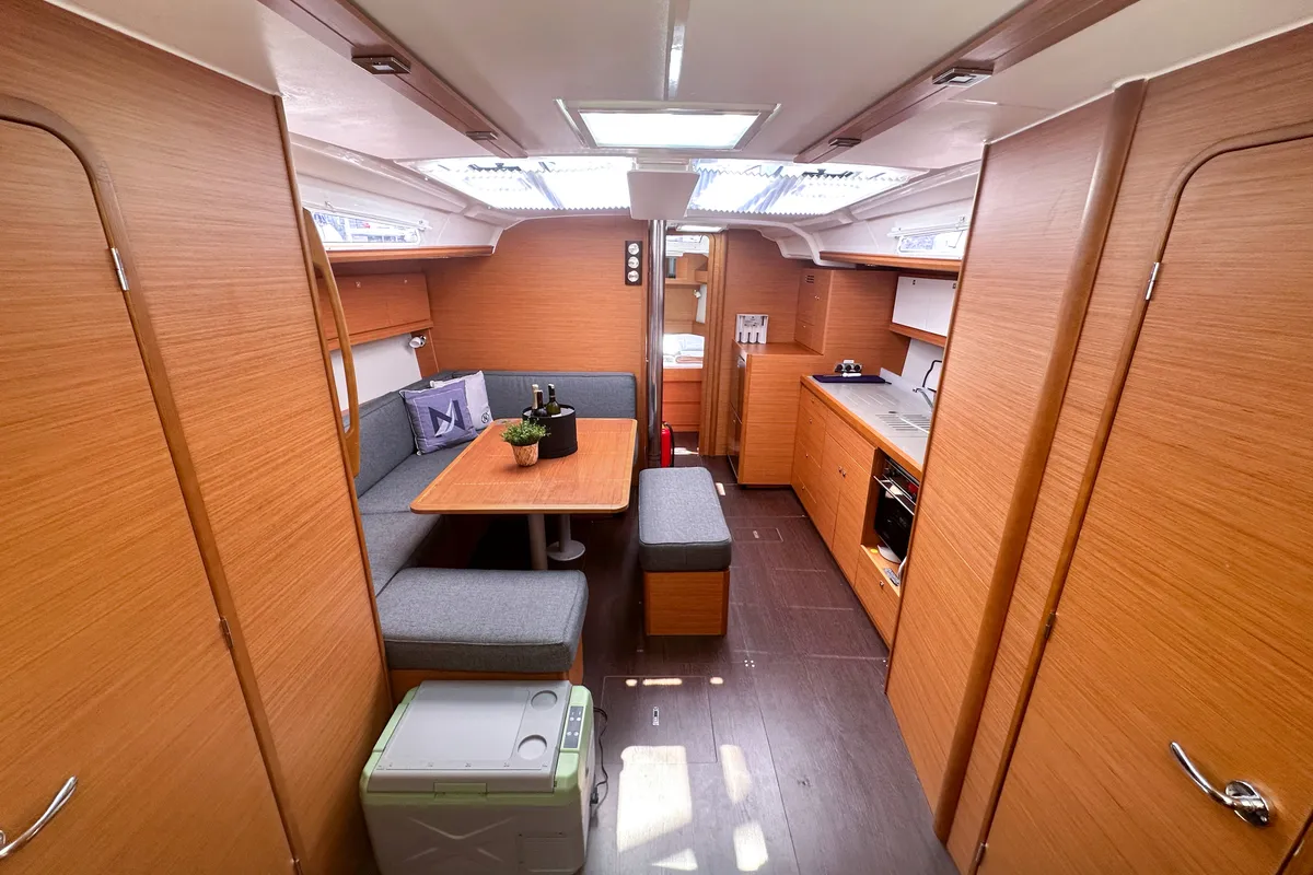Salon of Brahms, a Dufour 430 sailboat at Fethiye, Turkey