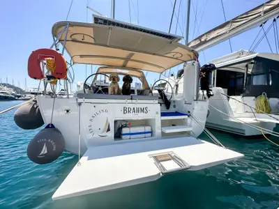 Cockpit of Brahms, a Dufour 430 sailboat at Fethiye, Turkey
