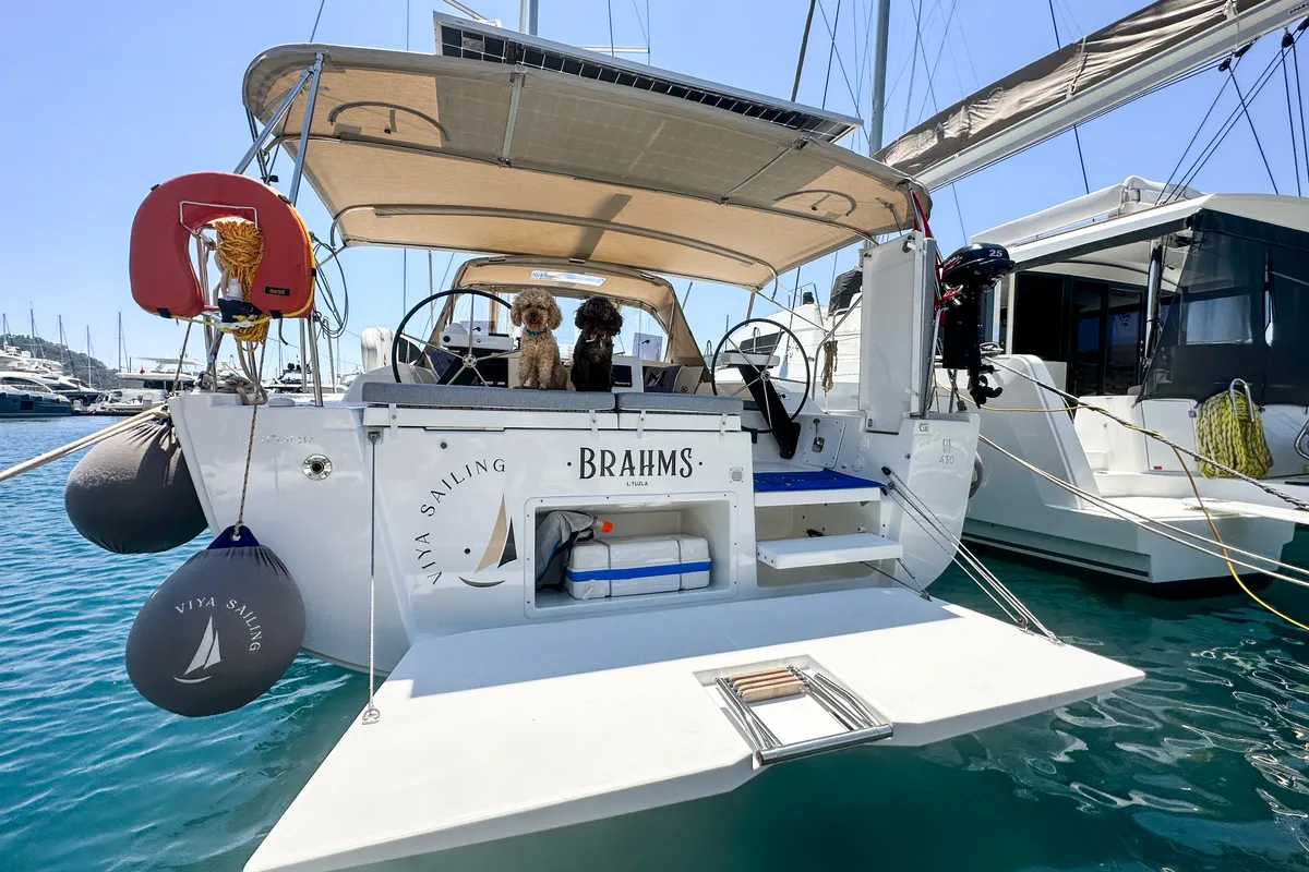 Cockpit of Brahms, a Dufour 430 sailboat at Fethiye, Turkey