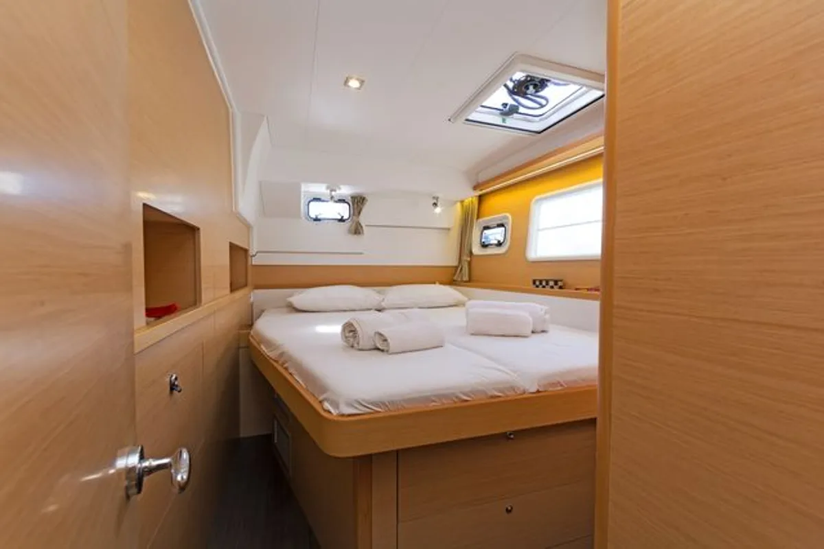 Cabin on Callisto L400, a Lagoon 400 S2 catamaran at Lavreotiki Municipal Unit, Greece
