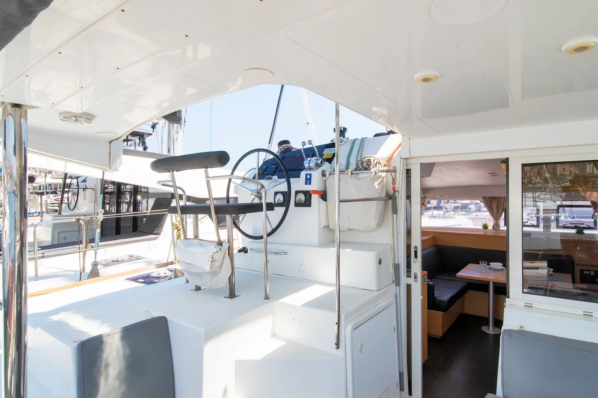 Callisto L400, a Lagoon 400 S2 catamaran at Lavreotiki Municipal Unit, Greece
