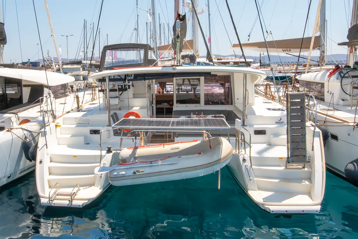 Callisto L400, a Lagoon 400 S2 catamaran at Lavreotiki Municipal Unit, Greece