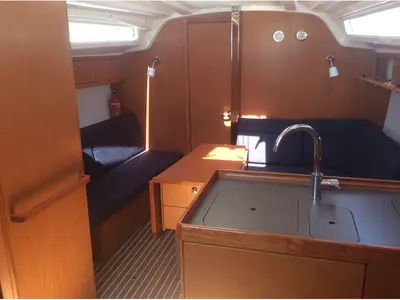 Salon of Elnath, a Bavaria Cruiser 37 sailboat at Olbia, Italy