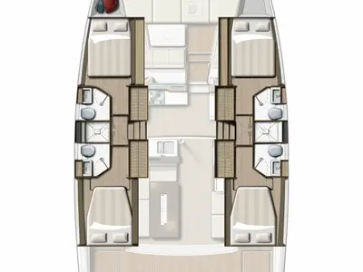 Floor plan of Olbia, a Bali 4.2 catamaran at Hyères, France