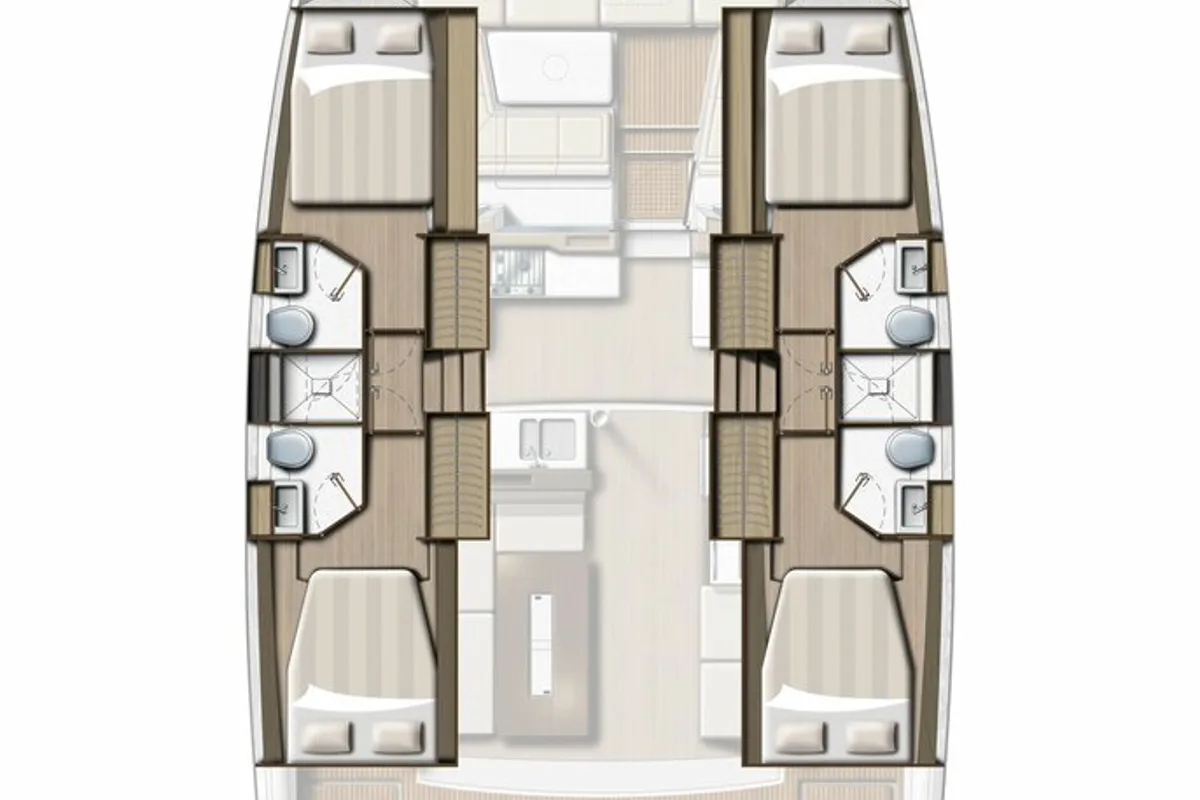 Floor plan of Olbia, a Bali 4.2 catamaran at Hyères, France