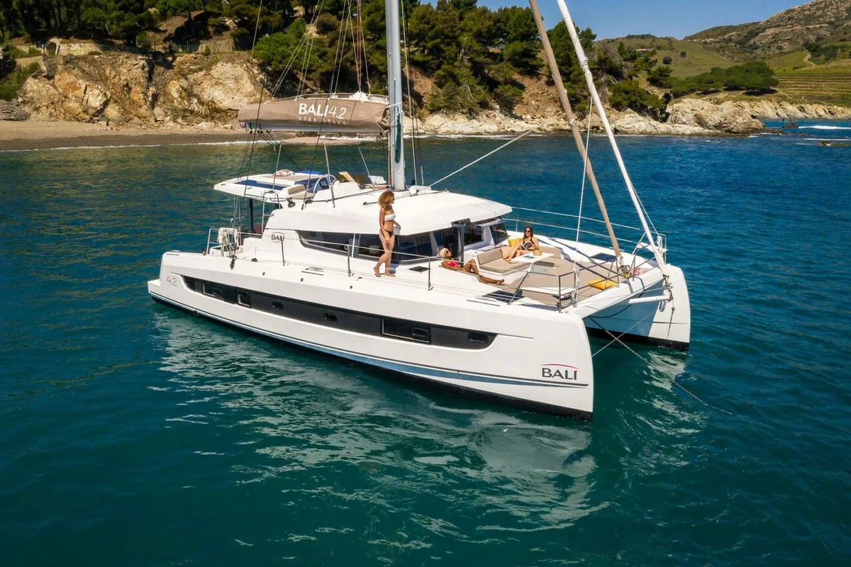 Exterior view of Olbia, a Bali 4.2 catamaran at Hyères, France