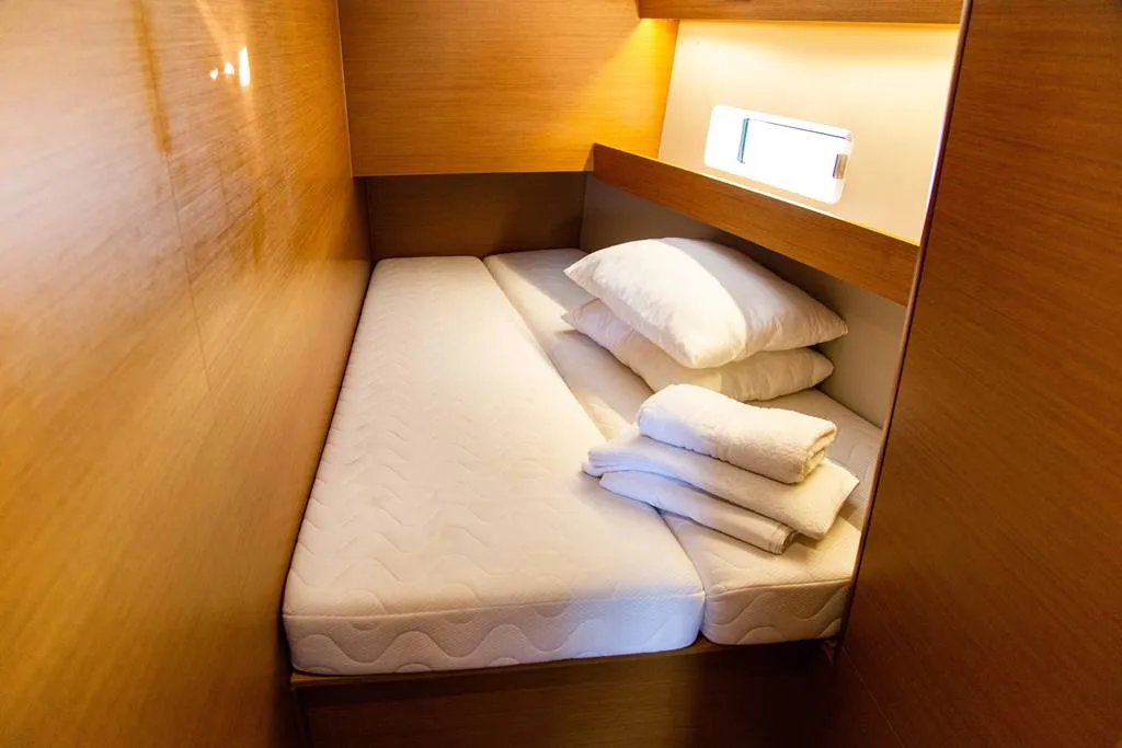 Cabin on Mad Kiss, a Jeanneau Sun Odyssey 490 sailboat at Lavreotiki Municipal Unit, Greece