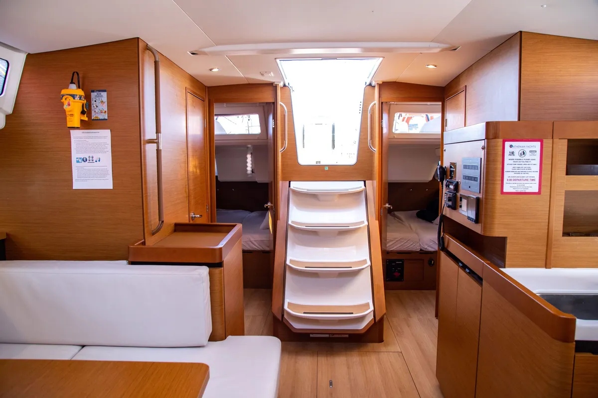 Mad Kiss, a Jeanneau Sun Odyssey 490 sailboat at Lavreotiki Municipal Unit, Greece