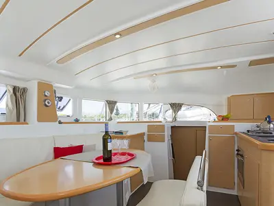 Galley of Bellevue, a Lagoon 380 catamaran at Athens, Greece